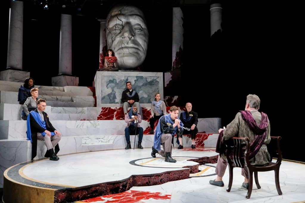 The cast of Julius Caesar in Julius Caesar at PlayMakers. By William Shakespeare. Directed by Andrew Borba. HuthPhoto.