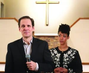 Joey Collins and Nemuna Ceesay as Pastor Paul and his wife Elizabeth.