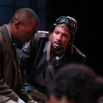 Brandon J. Pierce as The Black Rat with Brandon Herman St. Clair Haynes as Bigger Thomas in Nambi E. Kelley’s “Native Son” at PlayMakers Repertory Company. (HuthPhoto)