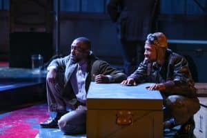 Brandon Herman St. Clair Haynes and Brandon J. Pierce as Bigger Thomas and The Black Rat in Nambi E. Kelley’s “Native Son” at PlayMakers Repertory Company. (HuthPhoto)