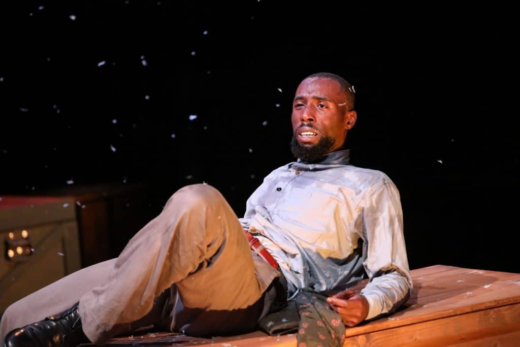 Brandon Herman St. Clair Haynes as Bigger Thomas in Nambi E. Kelley’s “Native Son” at PlayMakers Repertory Company. (HuthPhoto)