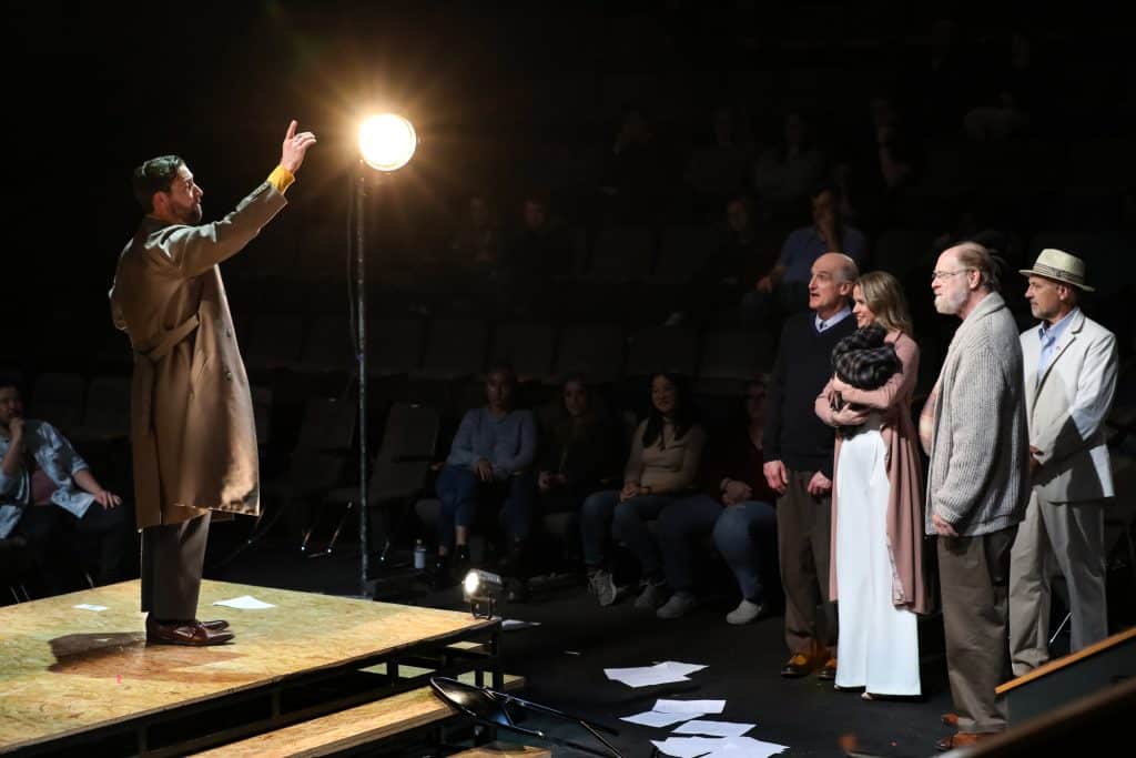 14_Adam Poole as Tateh with Ray Dooley as Little Boy, Lauren Kennedy as Mother, David Adamson as Grandfather, Jeffrey Blair Cornell as Father in RAGTIME at PlayMakers_Directed by Zi Alikhan_HuthPhoto